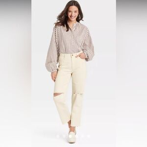 Universal Thread Women's Cream and White Jeans 14